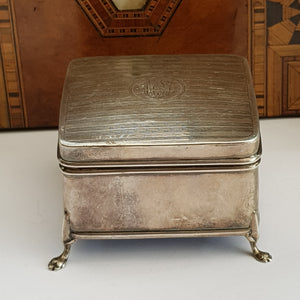 Sterling Silver Hinge Lidded And Fitted Trinket Box Antique Chester Circa 1924