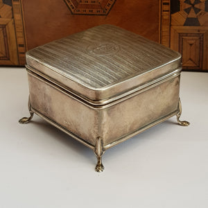 Sterling Silver Hinge Lidded And Fitted Trinket Box Antique Chester Circa 1924