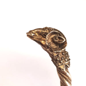 German Solid Silver Celestial Pagan Gothic Rams Head Plaited Rope Bangle Antique Circa 1900