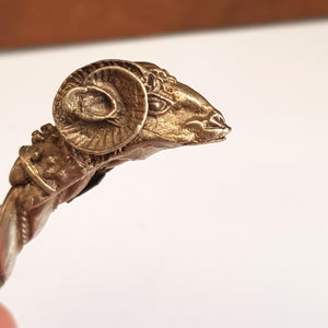 German Solid Silver Celestial Pagan Gothic Rams Head Plaited Rope Bangle Antique Circa 1900