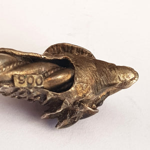 German Solid Silver Celestial Pagan Gothic Rams Head Plaited Rope Bangle Antique Circa 1900