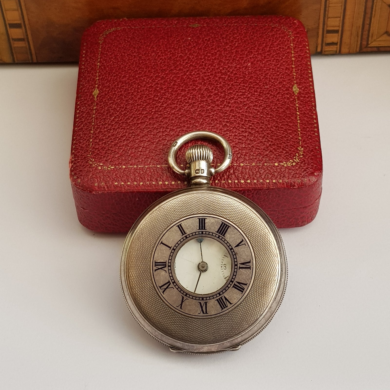 Sterling Silver Half Hunter Pocket Watch James Walker Makers To The Admiralty Antique Birmingham Circa 1923