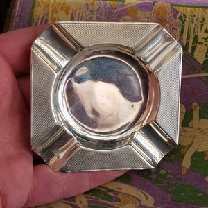 Sterling Silver Mappin & Webb Engine Turned Ashtray Vintage Sheffield circa 1935