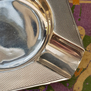 Sterling Silver Mappin & Webb Engine Turned Ashtray Vintage Sheffield circa 1935