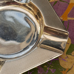 Sterling Silver Mappin & Webb Engine Turned Ashtray Vintage Sheffield circa 1935