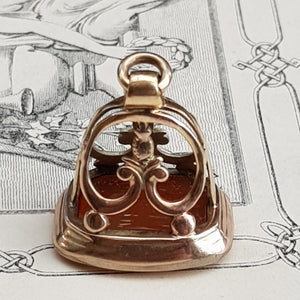 9k Gold Fob Seal With Carnelian Knights Shield Crest Intaglio Antique Georgian Circa 1800