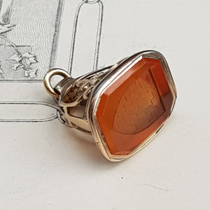 9k Gold Fob Seal With Carnelian Knights Shield Crest Intaglio Antique Georgian Circa 1800