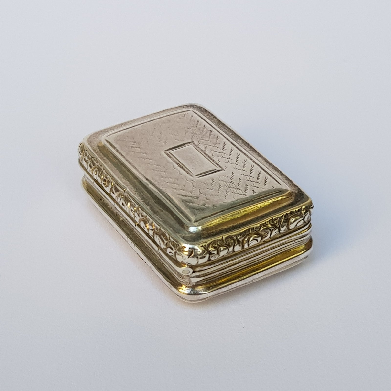 Sterling Silver Vinaigrette With Stylised Gilded Love Heart Grille Antique Georgian Circa 1819