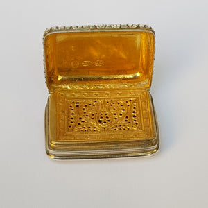 Sterling Silver Vinaigrette With Stylised Gilded Love Heart Grille Antique Georgian Circa 1819
