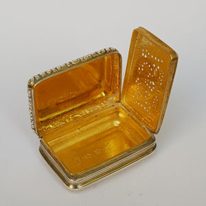 Sterling Silver Vinaigrette With Stylised Gilded Love Heart Grille Antique Georgian Circa 1819