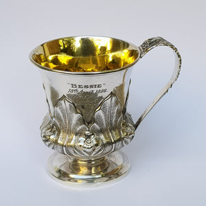 Sterling Silver Foliate Adorned And Chased Mug Antique Georgian Newcastle Circa 1829