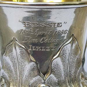 Sterling Silver Foliate Adorned And Chased Mug Antique Georgian Newcastle Circa 1829