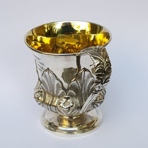 Sterling Silver Foliate Adorned And Chased Mug Antique Georgian Newcastle Circa 1829