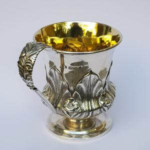 Sterling Silver Foliate Adorned And Chased Mug Antique Georgian Newcastle Circa 1829
