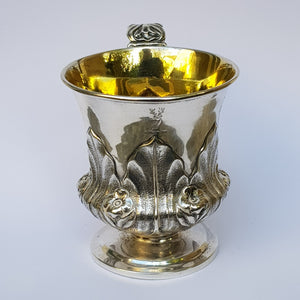 Sterling Silver Foliate Adorned And Chased Mug Antique Georgian Newcastle Circa 1829