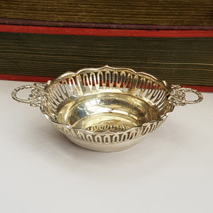 Sterling Silver Ornate Fretted Lovers Knot Decorated Bon Bon Dish Antique Birmingham CIrca 1912