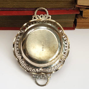 Sterling Silver Ornate Fretted Lovers Knot Decorated Bon Bon Dish Antique Birmingham CIrca 1912