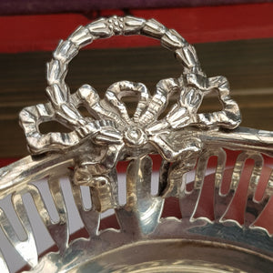 Sterling Silver Ornate Fretted Lovers Knot Decorated Bon Bon Dish Antique Birmingham CIrca 1912