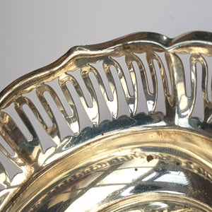 Sterling Silver Ornate Fretted Lovers Knot Decorated Bon Bon Dish Antique Birmingham CIrca 1912
