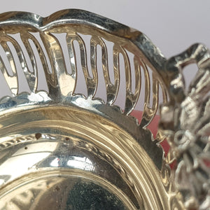 Sterling Silver Ornate Fretted Lovers Knot Decorated Bon Bon Dish Antique Birmingham CIrca 1912