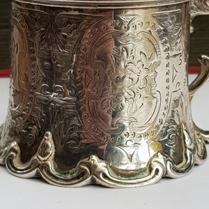 Large Sterling Silver Floral Chased Table Mustard Pot John Evans II Antique Victorian London circa 1860