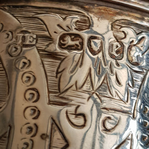 Large Sterling Silver Floral Chased Table Mustard Pot John Evans II Antique Victorian London circa 1860