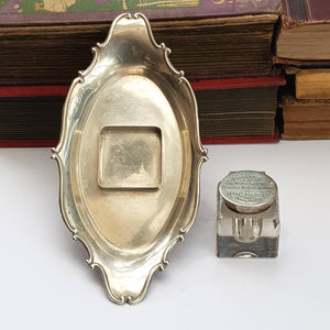 Sterling Silver Ink Stand With Ink Well Legend Engraved Antique Edwardian Chester Circa 1905