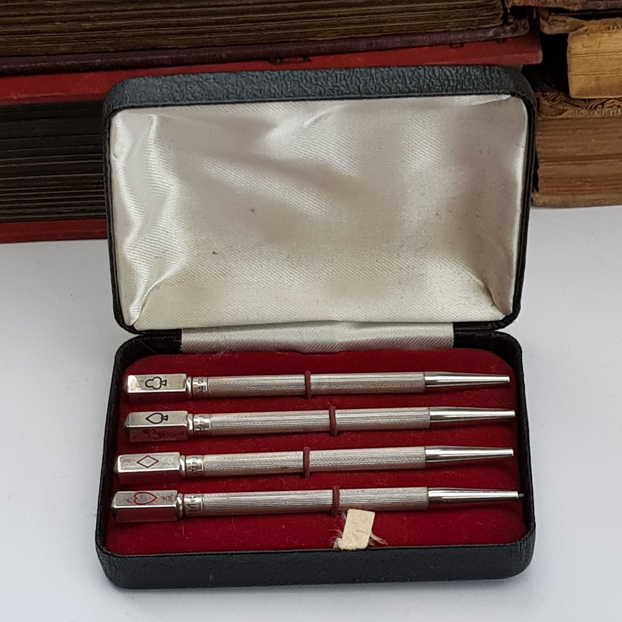 Sterling Silver Boxed Set Of x4 Propelling Bridge Pencils Vintage Retro Circa 1960's
