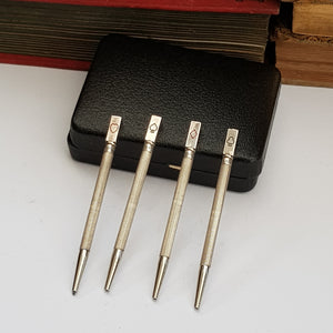 Sterling Silver Boxed Set Of x4 Propelling Bridge Pencils Vintage Retro Circa 1960's