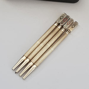 Sterling Silver Boxed Set Of x4 Propelling Bridge Pencils Vintage Retro Circa 1960's