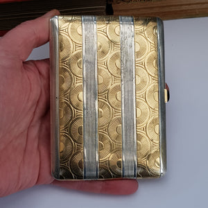 French Sterling Silver 18k Gold Adorned Cigarette Case Art Deco Vintage London Import Circa 1926