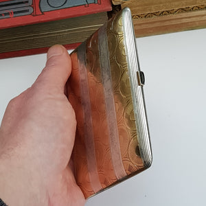 French Sterling Silver 18k Gold Adorned Cigarette Case Art Deco Vintage London Import Circa 1926