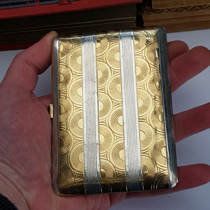 French Sterling Silver 18k Gold Adorned Cigarette Case Art Deco Vintage London Import Circa 1926