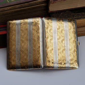 French Sterling Silver 18k Gold Adorned Cigarette Case Art Deco Vintage London Import Circa 1926