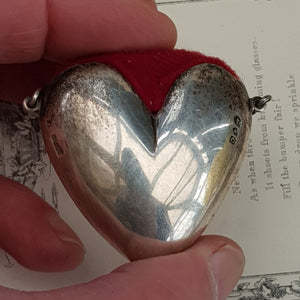 Rare Sterling Silver Love Heart Chatelaine Pin Cushion Antique London circa 1898