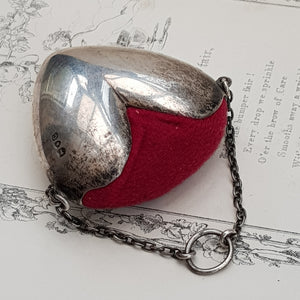 Rare Sterling Silver Love Heart Chatelaine Pin Cushion Antique London circa 1898