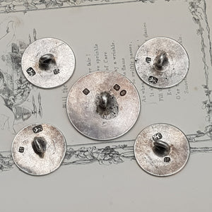 Sterling Silver Rare Set Of x5 Cloak Coat Buttons Antique Georgian London Circa 1790