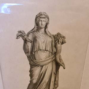 Rare Copper Etching Of Greek Goddess Demeter By Jean Jaques Avril Antique Georgian Circa 1818