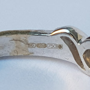 18k White Gold And Diamond Gallery Ring Size UK R Vintage Circa 2000