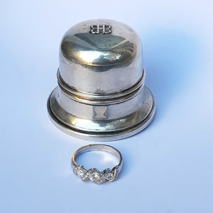 18k White Gold And Diamond Gallery Ring Size UK R Vintage Circa 2000