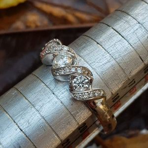 18k White Gold And Diamond Gallery Ring Size UK R Vintage Circa 2000