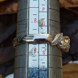 18k White Gold And Diamond Gallery Ring Size UK R Vintage Circa 2000