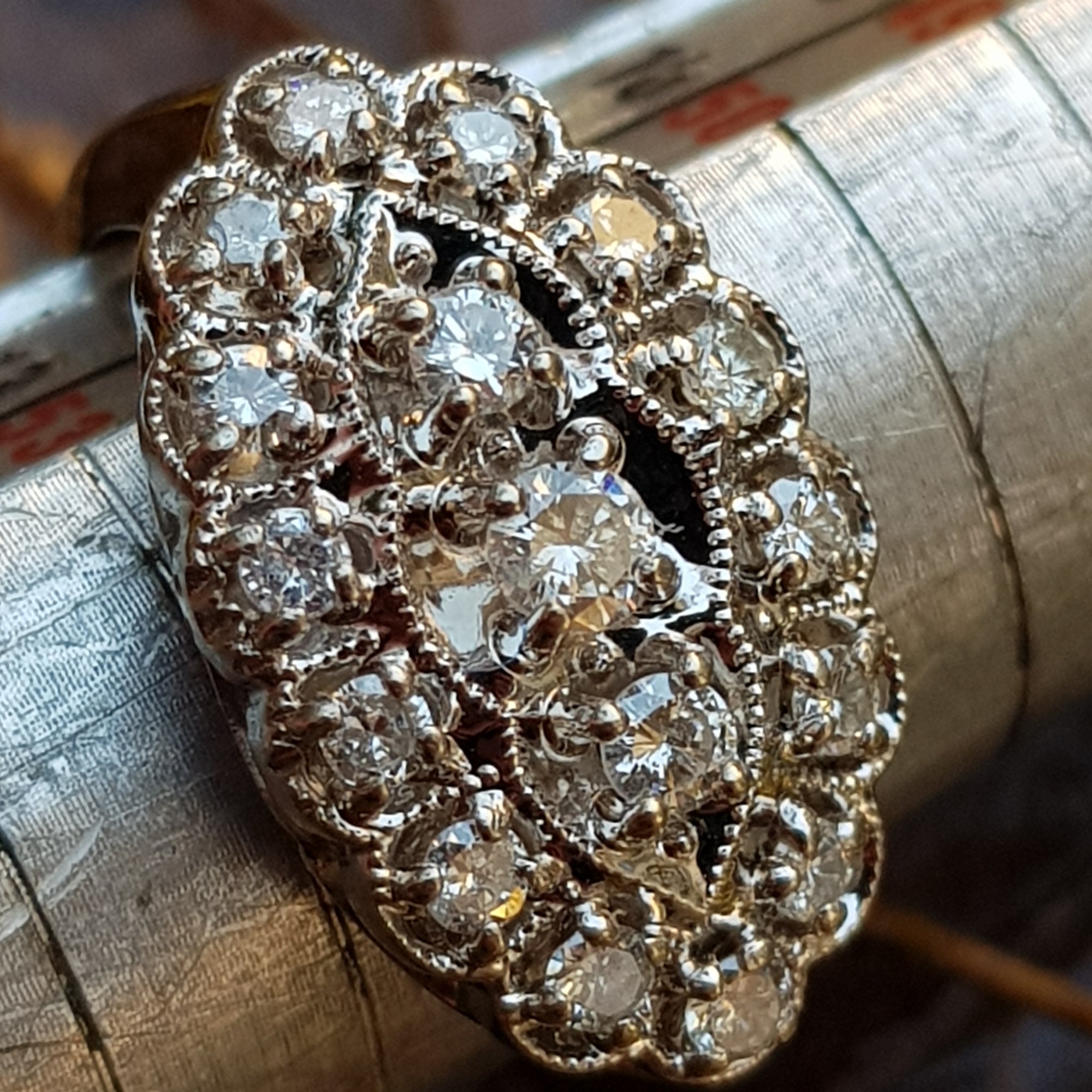 Superb Platinum And Diamond Boat Ring Size UK L 1/2 Vintage Art Deco Circa 1930