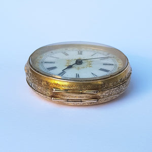 Swiss 14k Gold Cased Ladies Floral Detailed Top Winding Fob Watch Antique Victorian Circa 1890's