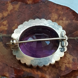 Large Amethyst And Diamond Paste Set Platinum Brooch Antique Victorian Circa 1880