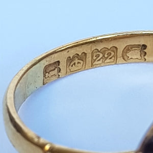 22k Gold Moss Agate Cabochon Almandine Garnet Ring Size UK O 1/2 Antique London Circa 1904