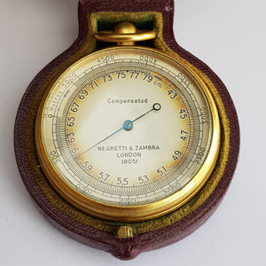Rare Ormolu Cased Pocket Barometer Nagretti & Zambra 18051 In Original Box London Antique Circa 1890