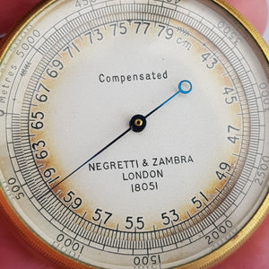 Rare Ormolu Cased Pocket Barometer Nagretti & Zambra 18051 In Original Box London Antique Circa 1890