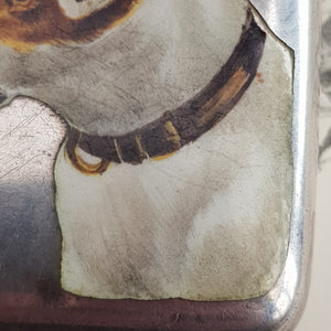 Rare Sterling Silver Hand Painted Enamel Jack Russell Dog Fob Vesta Match Case Birmingham Circa 1887