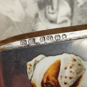 Rare Sterling Silver Hand Painted Enamel Jack Russell Dog Fob Vesta Match Case Birmingham Circa 1887